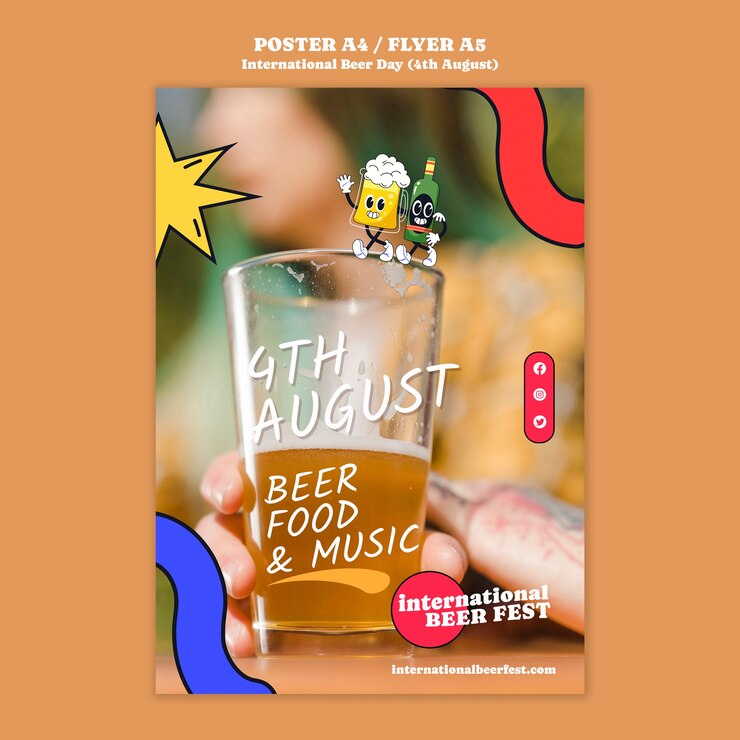 Free PSD international beer day poster template