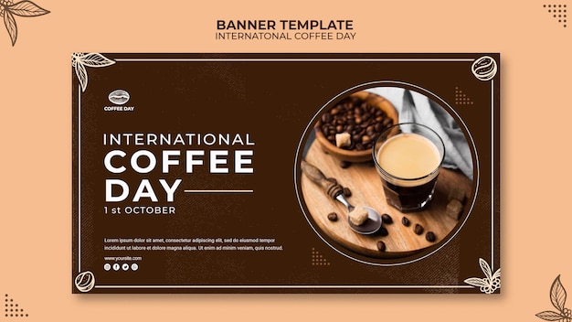 International coffee day banner concept template