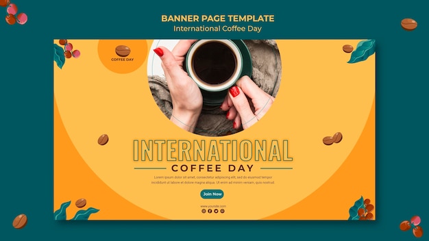 Free PSD international coffee day banner design