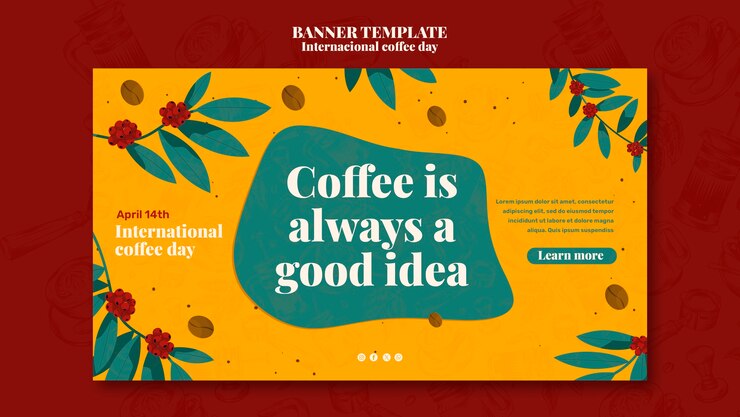 Free PSD international coffee day banner template
