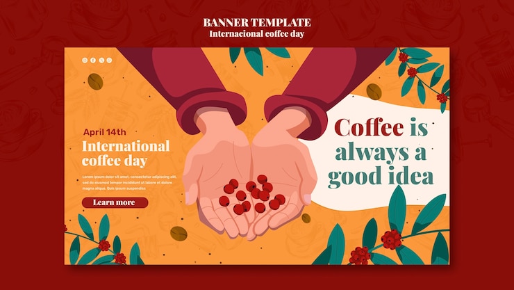 Free PSD international coffee day banner template