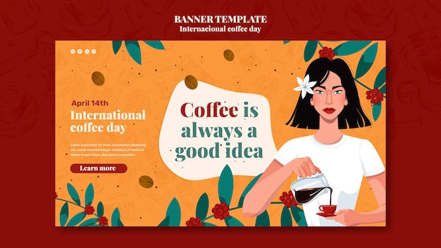 PSD gratuito modello di banner giornata internazionale del caffè