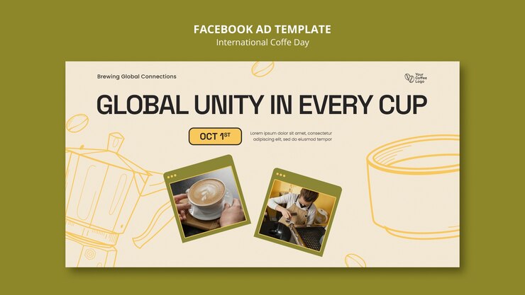無料PSD 国際コーヒーデーfacebookテンプレート