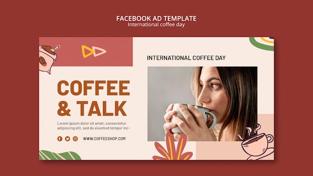 PSD gratuito modello facebook per la giornata internazionale del caffè
