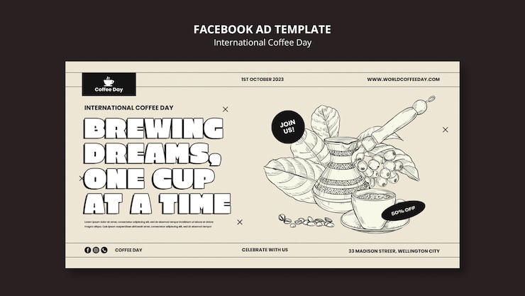 Free PSD international coffee day facebook template