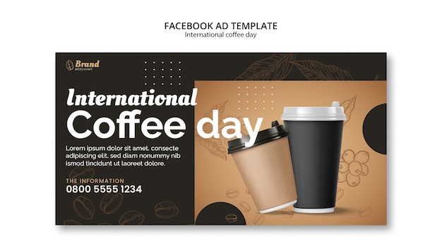 PSD gratuito modello facebook per la giornata internazionale del caffè