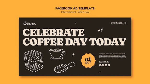 PSD gratuito modello facebook per la giornata internazionale del caffè