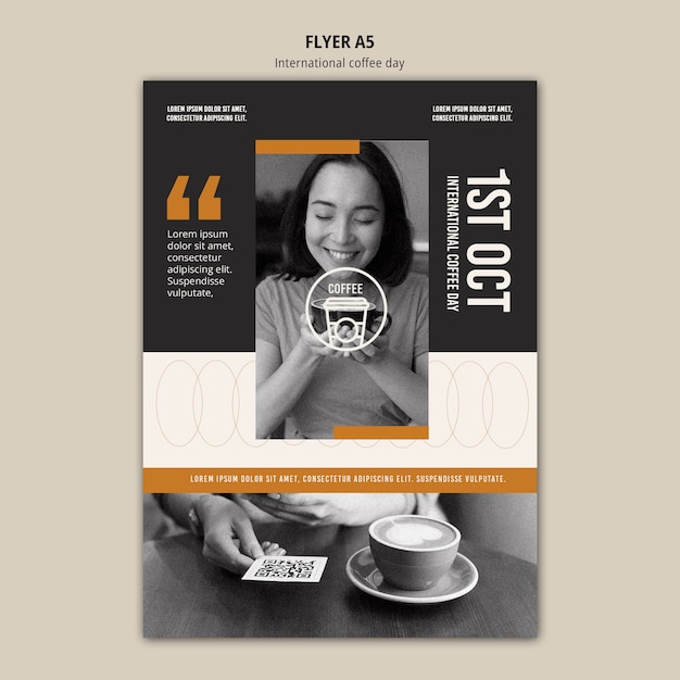 Free PSD international coffee day flyer template