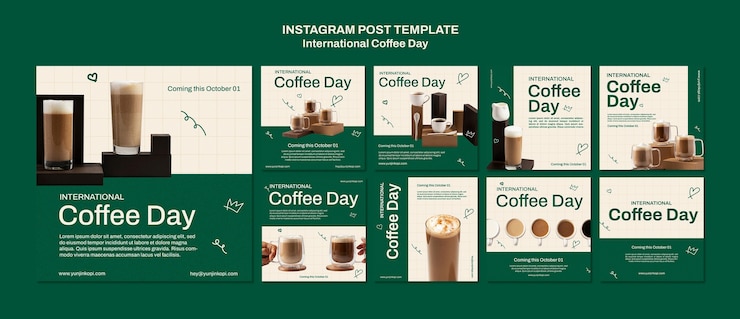 Free PSD international coffee day instagram posts collection