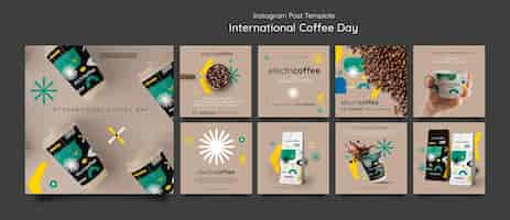 Free PSD international coffee day instagram posts collection