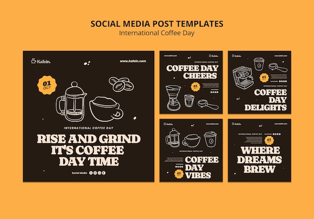 Free PSD international coffee day  instagram posts template