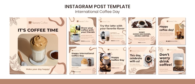 PSD gratuito post su instagram della giornata internazionale del caffè