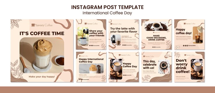 Free PSD international coffee day instagram posts