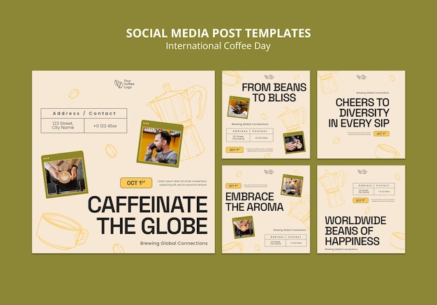 Free PSD international coffee day instagram posts