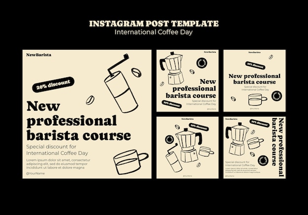 Free PSD international coffee day instagram posts