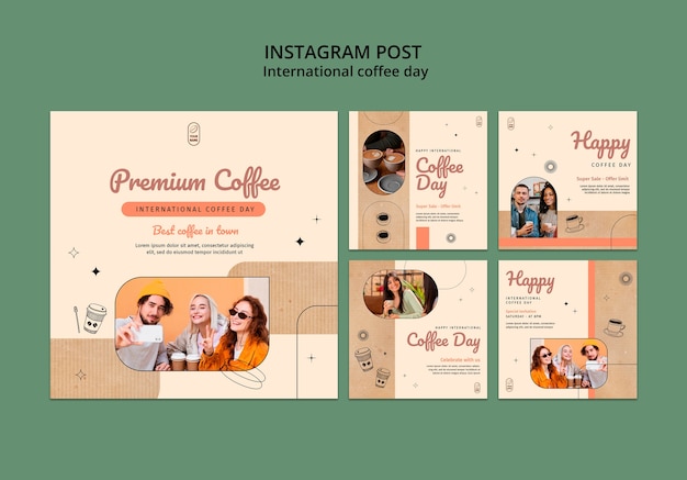 PSD gratuito post su instagram della giornata internazionale del caffè