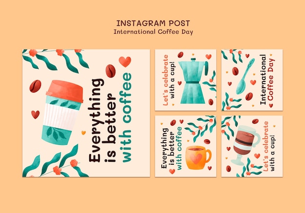 Free PSD international coffee day  instagram posts