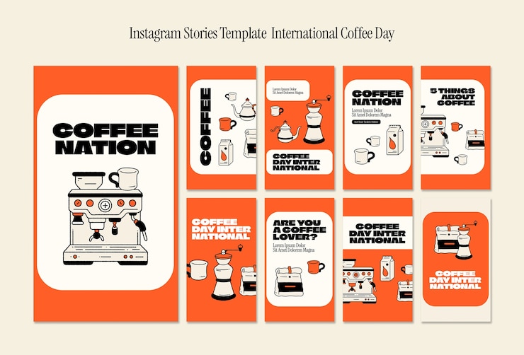 Free PSD international coffee day instagram stories