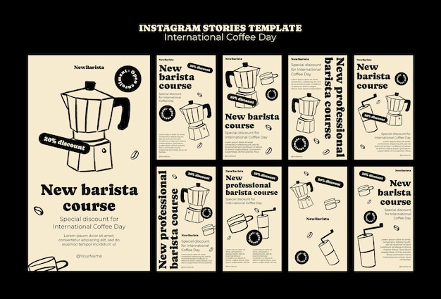 Free PSD international coffee day instagram stories