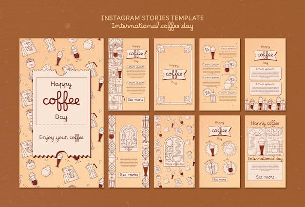 Free PSD international coffee day instagram stories