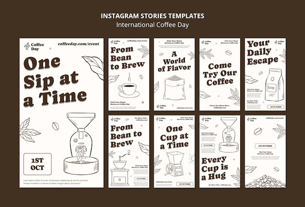 Free PSD international coffee day instagram stories