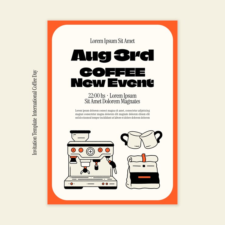 Free PSD international coffee day invitation template