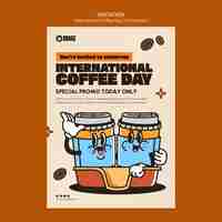 Free PSD international coffee day invitation template