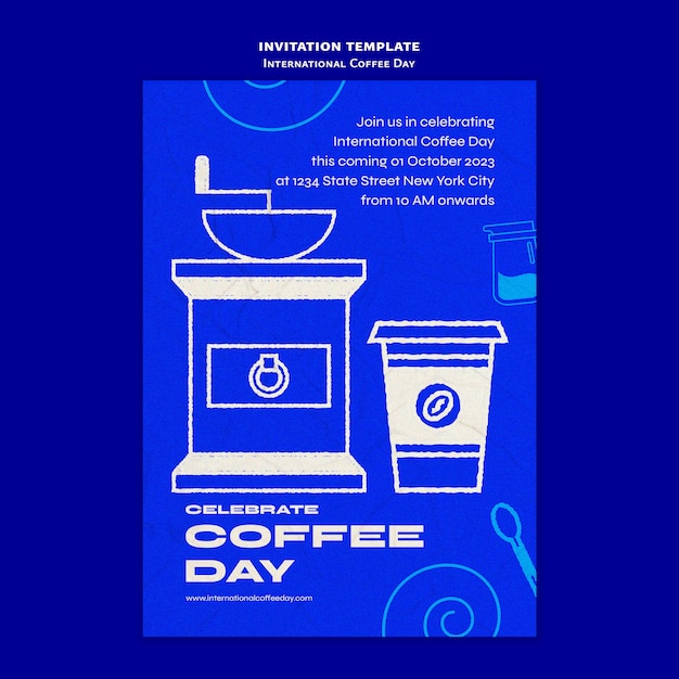 Free PSD international coffee day  invitation template