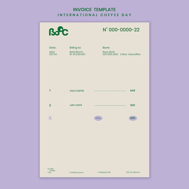 International coffee day invoice template