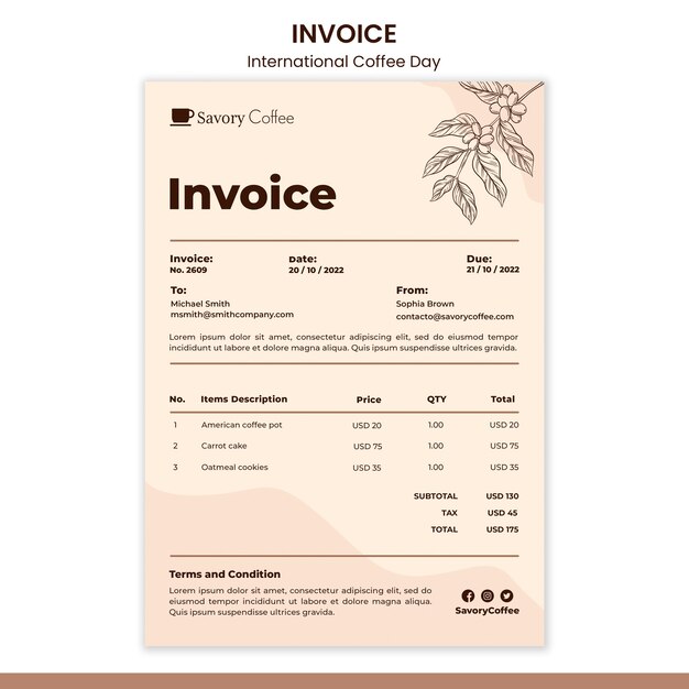 international coffee day invoice