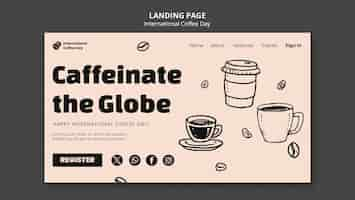 Free PSD international coffee day landing page template