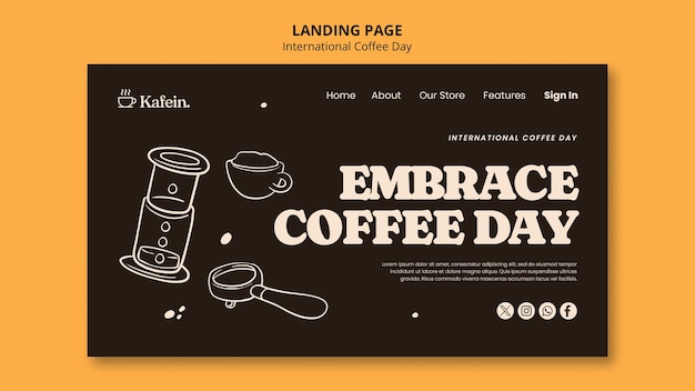 Free PSD international coffee day landing page template