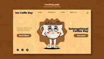 Free PSD international coffee day landing page template