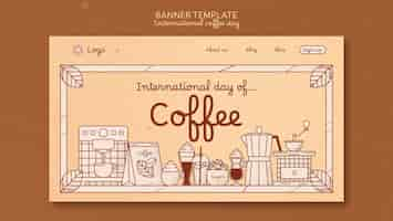 Free PSD international coffee day landing page