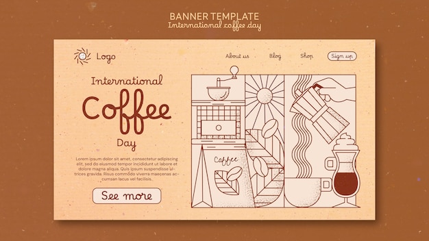 Free PSD international coffee day landing page