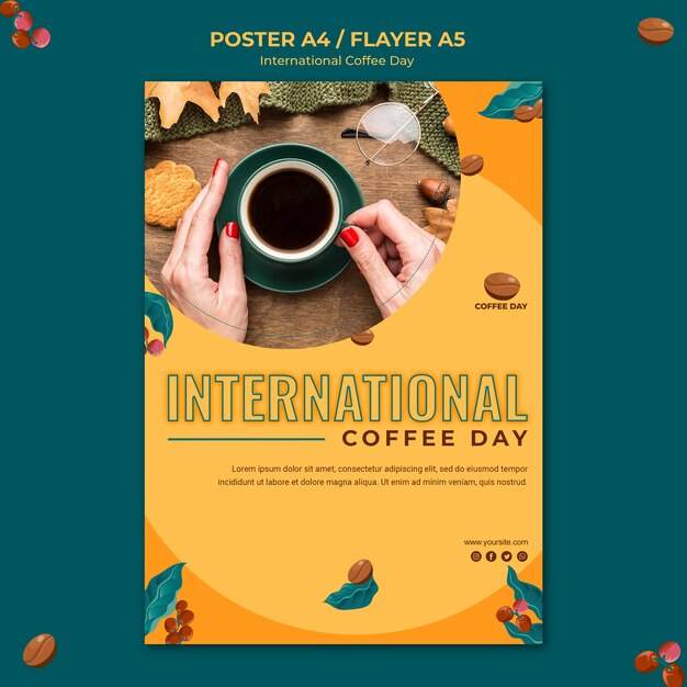 international coffee day poster concept