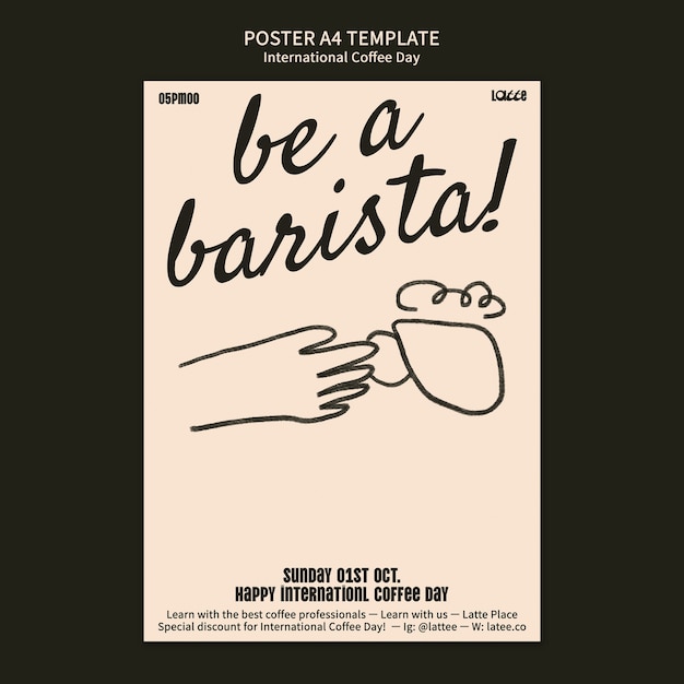 PSD gratuito modello di poster per la giornata internazionale del caffè