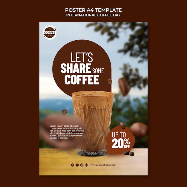 International coffee day poster template