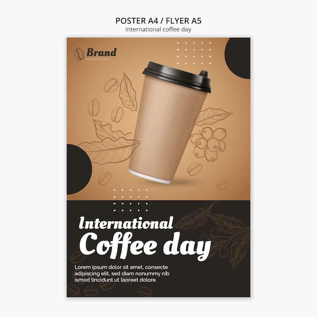 PSD gratuito modello di poster per la giornata internazionale del caffè