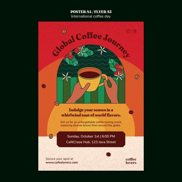 international coffee day poster template
