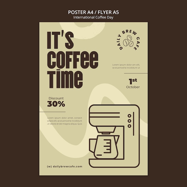 PSD gratuito modello di poster per la giornata internazionale del caffè