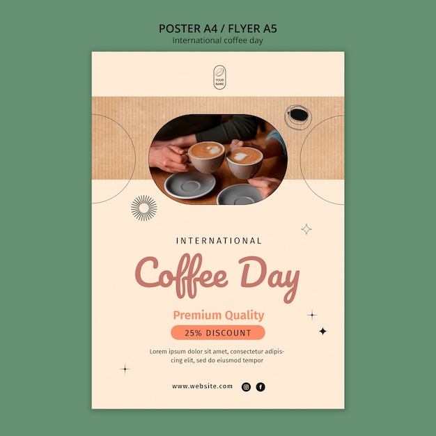 Free PSD international coffee day poster template