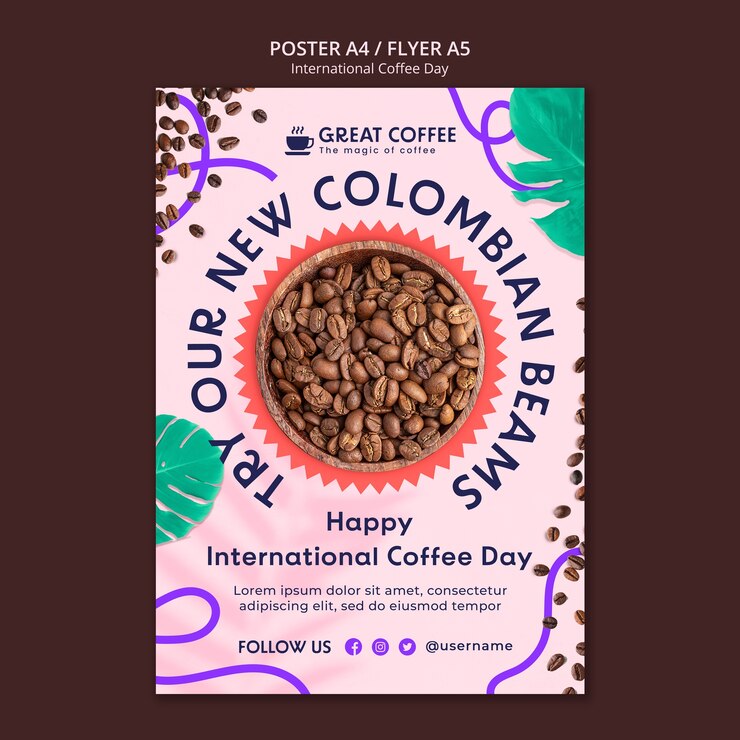 Free PSD international coffee day poster template