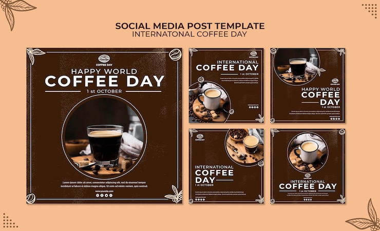 Free PSD international coffee day social media post concept template