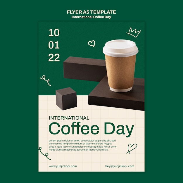 International coffee day square flyer template