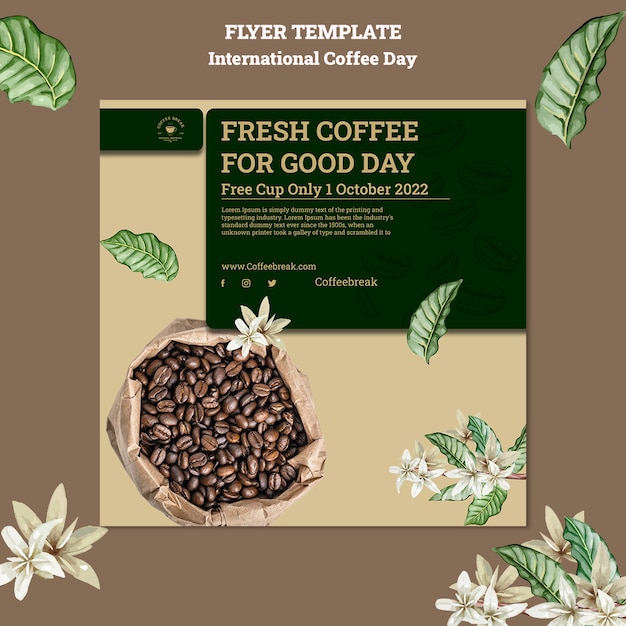 Free PSD international coffee day template design