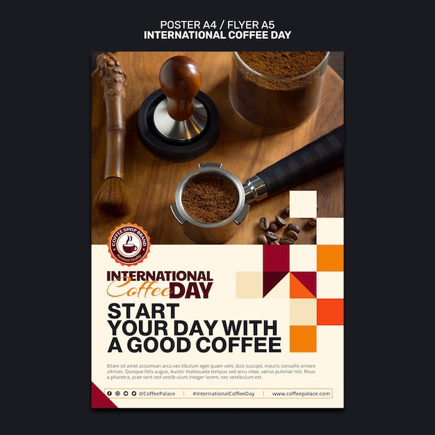 Free PSD international coffee day template design