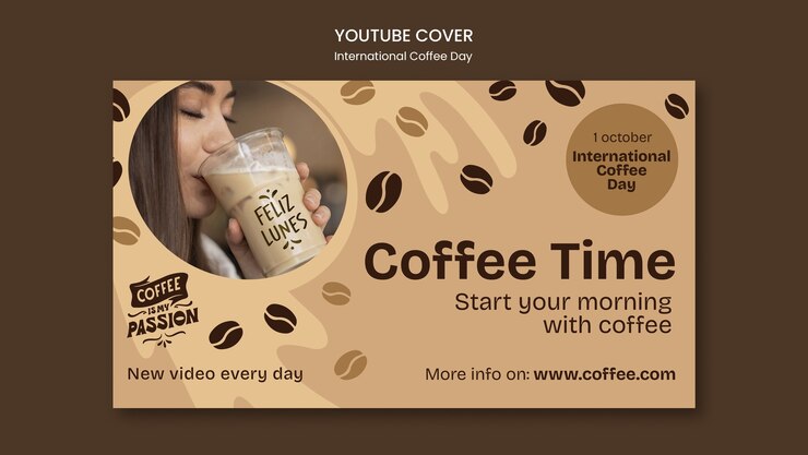 Free PSD international coffee day template design