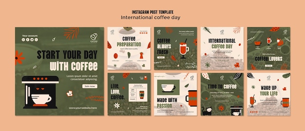 Free PSD international coffee day template design