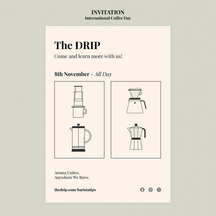 Free PSD international coffee day template design